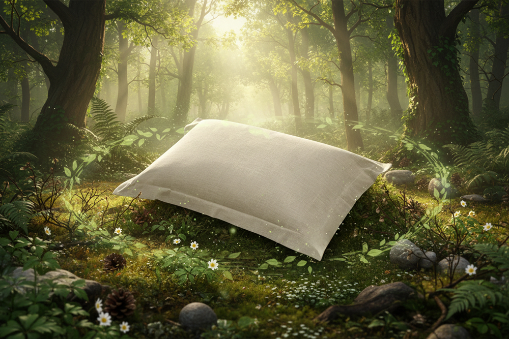森のまくら（天然素材／日本産）｜厳選した「国産ひのき」のチップをふんだんに使用！まくらカバーは100%オーガニックコットンを使用したプレミアムピロー 。深い眠りを誘うリラックス”まくら”です。